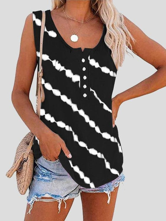 Casual Round Neck Button Sleeveless Vest - Tank Tops - INS | Online Fashion Free Shipping Clothing, Dresses, Tops, Shoes - 10-20 - 19/06/2021 - color-black