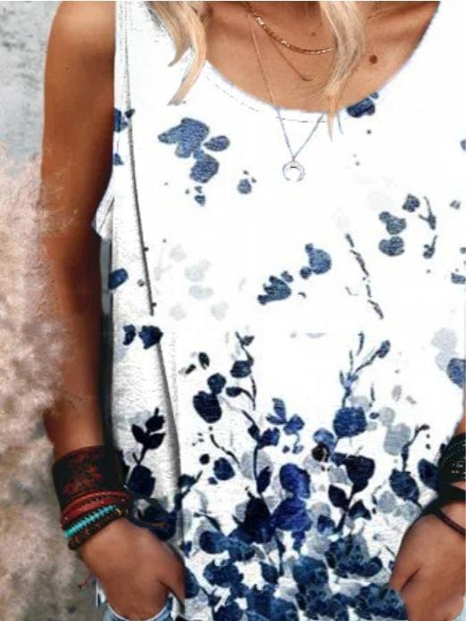 Casual Round Neck Printed Sleeveless Vest - Tank Tops - INS | Online Fashion Free Shipping Clothing, Dresses, Tops, Shoes - 10-20 - 21/06/2021 - color-white