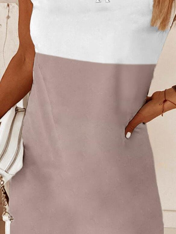 Casual Round Neck Short Sleeve Two-Color Dress - Mini Dresses - INS | Online Fashion Free Shipping Clothing, Dresses, Tops, Shoes - 07/07/2021 - 20-30 - Category_Mini Dresses