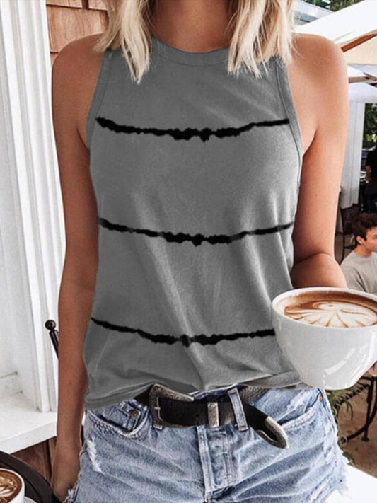 Casual Round Neck Striped Sleeveless Vest - Tank Tops - INS | Online Fashion Free Shipping Clothing, Dresses, Tops, Shoes - 08/06/2021 - Color_Gray - LXQ