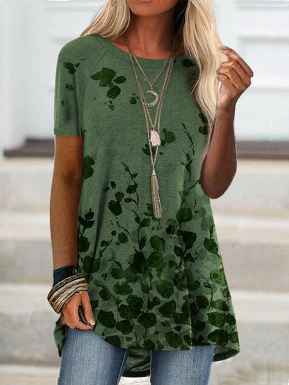 Casual Short-sleeved Digital Print T-shirt - T-shirts - INS | Online Fashion Free Shipping Clothing, Dresses, Tops, Shoes - 01/07/2021 - 10-20 - color-green