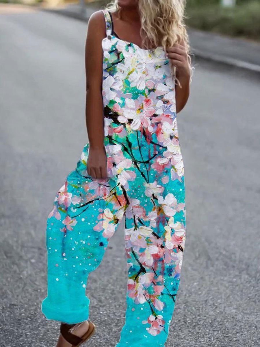 Casual Sleeveless Pocket Printed Jumpsuit - Jumpsuits & Rompers - INS | Online Fashion Free Shipping Clothing, Dresses, Tops, Shoes - 16/07/2021 - 30-40 - Bottom