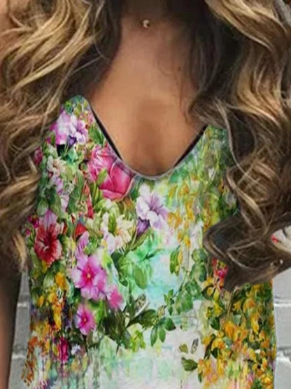 Casual Sleeveless Straight Print Mini Dress - Mini Dresses - INS | Online Fashion Free Shipping Clothing, Dresses, Tops, Shoes - 10-20 - 23/07/2021 - color-blue