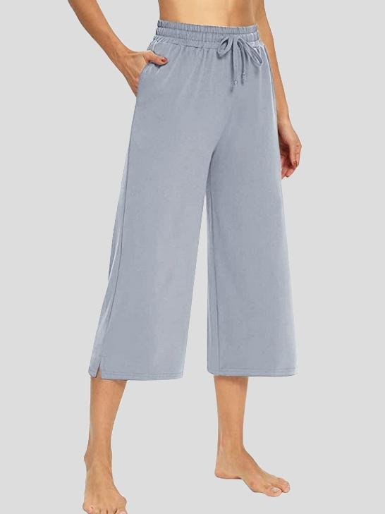 Casual Solid 3/4 Long Wide-leg Pants - Pants - INS | Online Fashion Free Shipping Clothing, Dresses, Tops, Shoes - 05/07/2021 - 10-20 - Bottoms