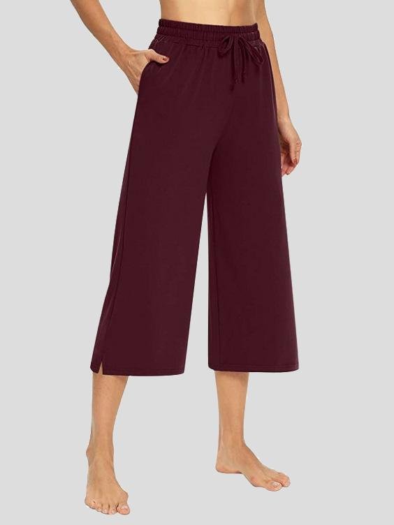 Casual Solid 3/4 Long Wide-leg Pants - Pants - INS | Online Fashion Free Shipping Clothing, Dresses, Tops, Shoes - 05/07/2021 - 10-20 - Bottoms