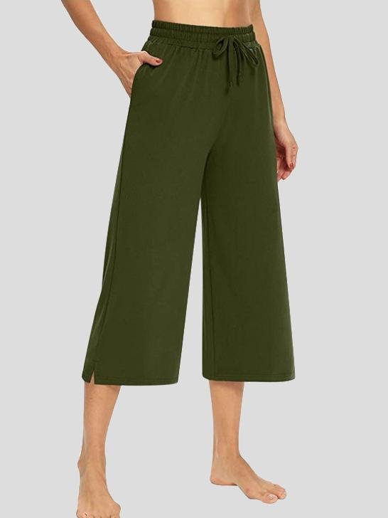 Casual Solid 3/4 Long Wide-leg Pants - Pants - INS | Online Fashion Free Shipping Clothing, Dresses, Tops, Shoes - 05/07/2021 - 10-20 - Bottoms