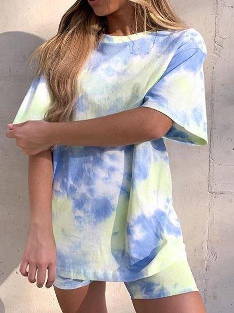 Casual Tie-dye Gradient Tight Sports Two-piece Suit - Two-piece Outfits - INS | Online Fashion Free Shipping Clothing, Dresses, Tops, Shoes - 17/05/2021 - Color_Blue - Color_Orange