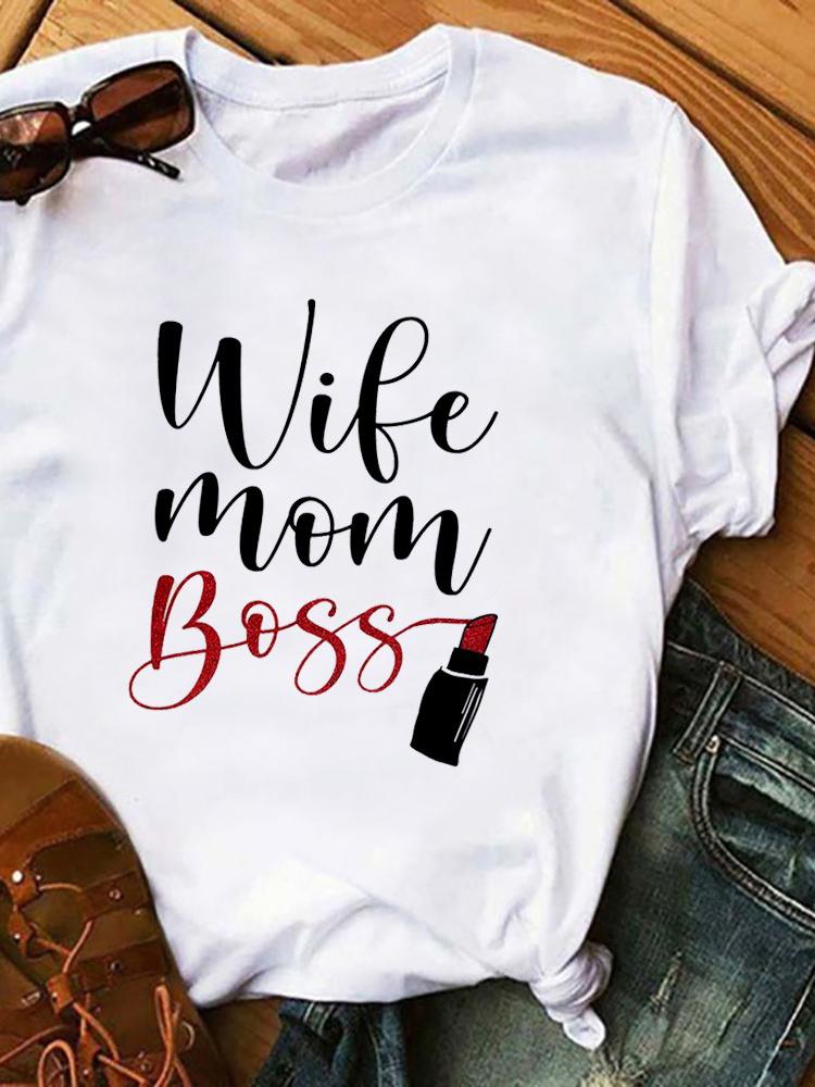 Casual Women Round Neck Mother day Letter Print T-shirt - T-Shirts - INS | Online Fashion Free Shipping Clothing, Dresses, Tops, Shoes - 26/04/2021 - Color_White - Season_Summer
