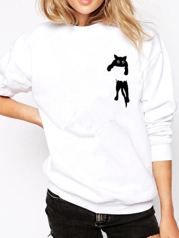 Cat Women's Sweater With Chest Mark - INS | Online Fashion Free Shipping Clothing, Dresses, Tops, Shoes