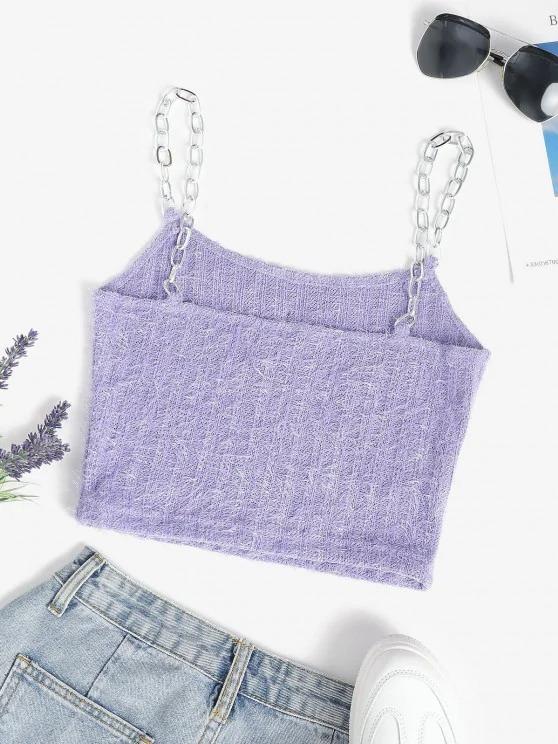 Chain Straps Butterfly Patch Chenille Knit Cami Top - INS | Online Fashion Free Shipping Clothing, Dresses, Tops, Shoes