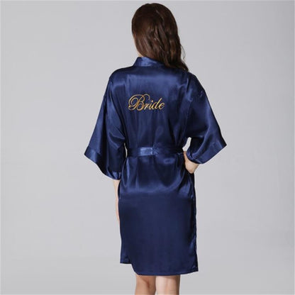 Champagne Satin Kimono Bridal Robe - Robes - INS | Online Fashion Free Shipping Clothing, Dresses, Tops, Shoes - 03/03/2021 - 2XL - Champagne