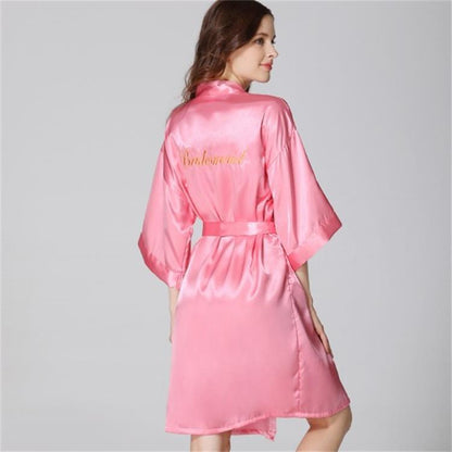 Champagne Satin Kimono Bridal Robe - Robes - INS | Online Fashion Free Shipping Clothing, Dresses, Tops, Shoes - 03/03/2021 - 2XL - Champagne