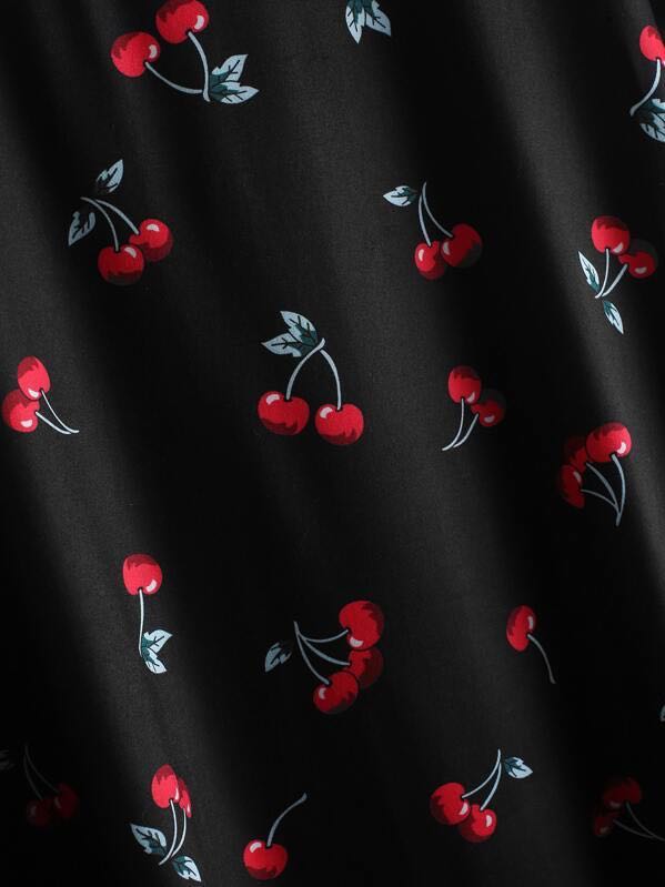 Cherry Print Round Neck Tee - INS | Online Fashion Free Shipping Clothing, Dresses, Tops, Shoes