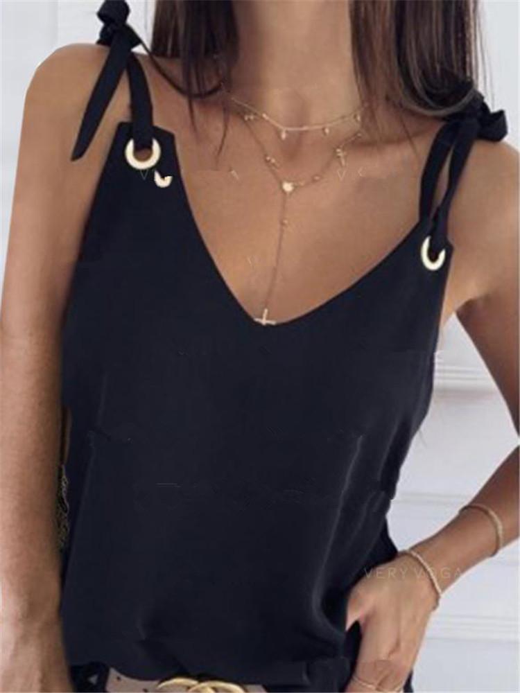 Chiffon Sling V-Neck Corns Vest Top - Tank Tops - INS | Online Fashion Free Shipping Clothing, Dresses, Tops, Shoes - 10-20 - 21/06/2021 - Category_Tank Tops
