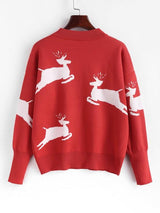 Christmas Elk Graphic Drop Shoulder Sweater - INS | Online Fashion Free Shipping Clothing, Dresses, Tops, Shoes