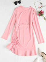 Cinched Ruffle Hem Mini Dress - INS | Online Fashion Free Shipping Clothing, Dresses, Tops, Shoes