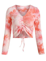 Cinched Tie Dye Ripped Crop Tee - INS | Online Fashion Free Shipping Clothing, Dresses, Tops, Shoes