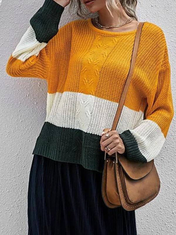 Colorblock Chunky Sweater - Yellow - INS | Online Fashion Free Shipping Clothing, Dresses, Tops, Shoes - 02/08/2021 - Autumn - Casual
