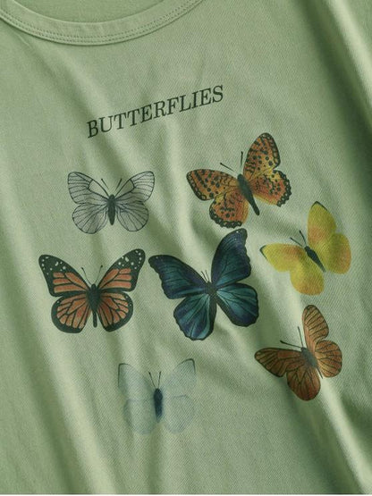 Colorful Butterflies Graphic T-shirt - INS | Online Fashion Free Shipping Clothing, Dresses, Tops, Shoes