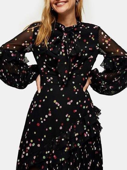 Confetti Rainbow Dot Maxi Dress - Maxi Dresses - INS | Online Fashion Free Shipping Clothing, Dresses, Tops, Shoes - 15/04/2021 - chiffon-dress - Color_Black