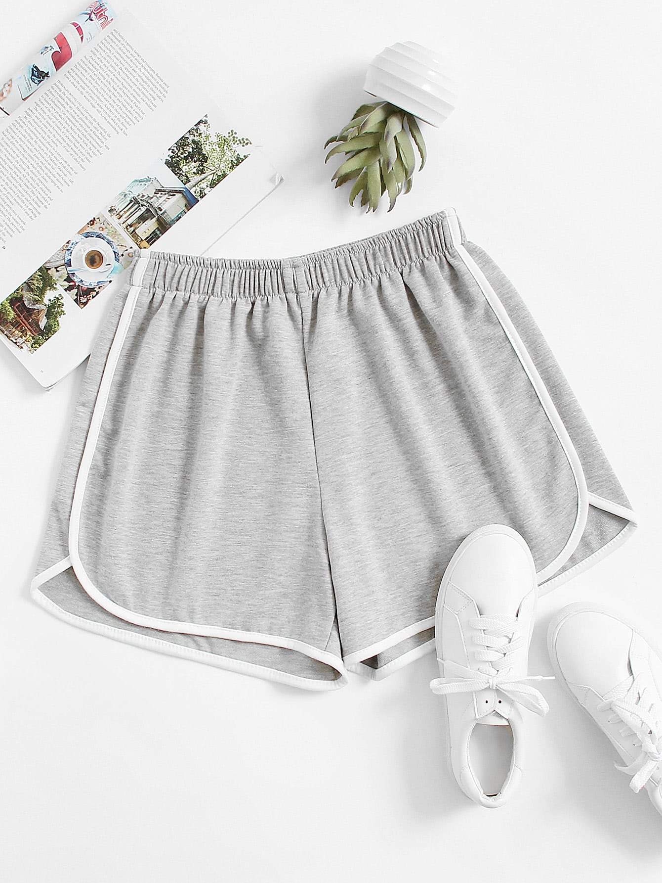 Contrast Binding Elastic Waist Track Shorts - INS | Online Fashion Free Shipping Clothing, Dresses, Tops, Shoes
