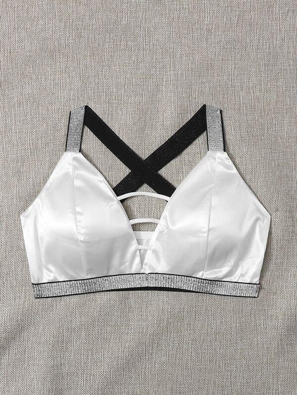 Contrast Binding Satin Bralette - INS | Online Fashion Free Shipping Clothing, Dresses, Tops, Shoes