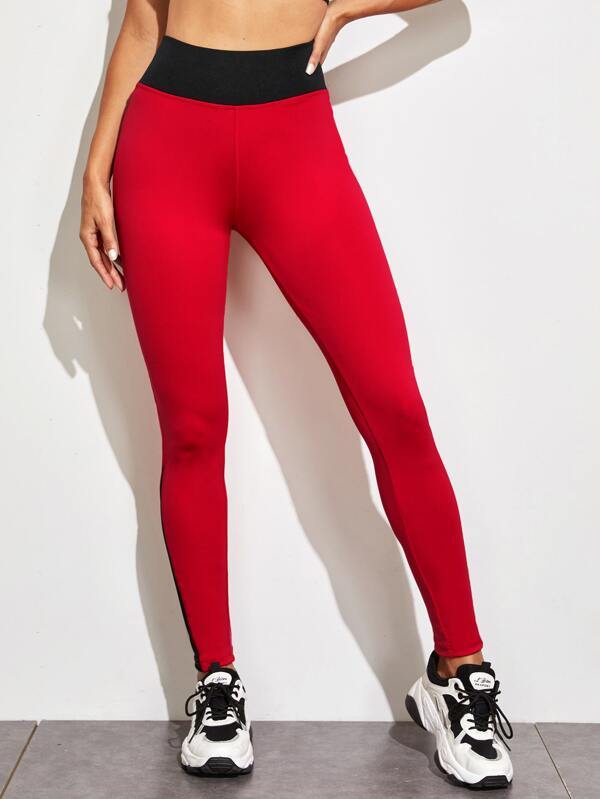 Contrast Panel Sports Leggings - INS | Online Fashion Free Shipping Clothing, Dresses, Tops, Shoes