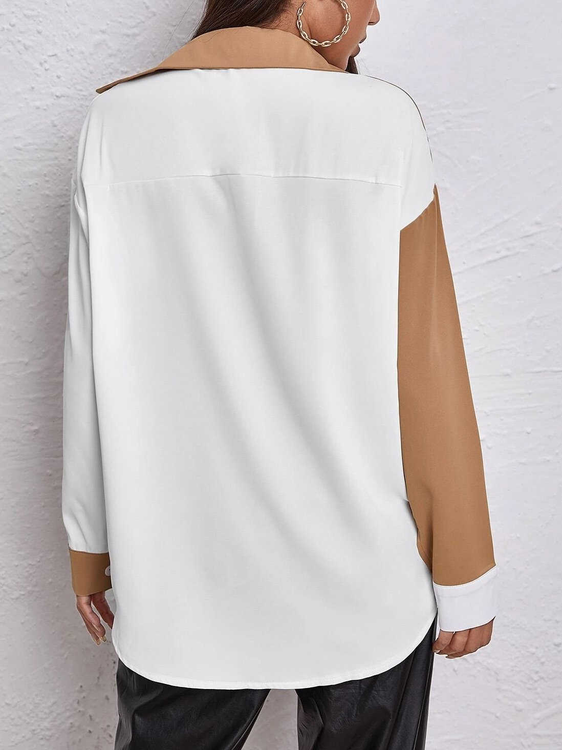 Contrast Stitching Long-sleeved Chiffon Shirt - Blouses - INS | Online Fashion Free Shipping Clothing, Dresses, Tops, Shoes - 03/07/2021 - 20-30 - BLO2107031150