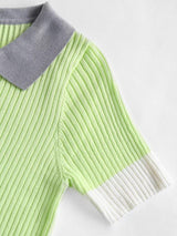 Contrast Trim Ribbed Knitwear - Sweaters - INS | Online Fashion Free Shipping Clothing, Dresses, Tops, Shoes - 02/07/2021 - Casual - Color_Green