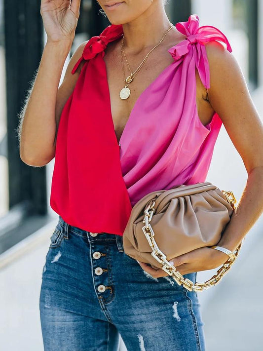 Contrasting Sleeveless Loose Tank Top - MsDressly