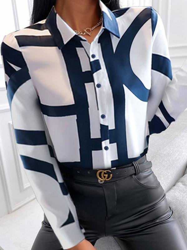 Creative Print Long Sleeve Shirt - Blouses - INS | Online Fashion Free Shipping Clothing, Dresses, Tops, Shoes - 29/04/2021 - BLO210429048 - Blouses