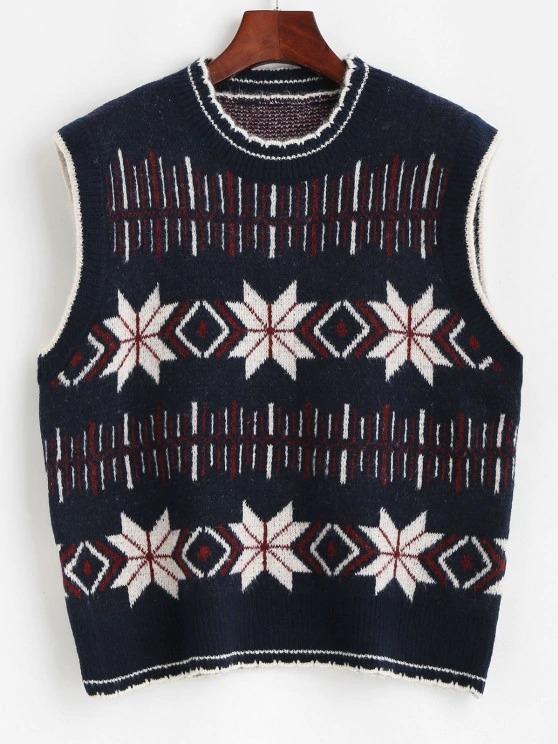 Crew Neck Geo Pattern Sweater Vest - INS | Online Fashion Free Shipping Clothing, Dresses, Tops, Shoes