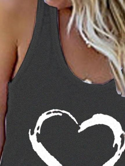 Crew Neck Heart Print Vest - Tank Tops - INS | Online Fashion Free Shipping Clothing, Dresses, Tops, Shoes - 03/07/2021 - 10-20 - color-black