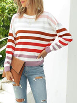 Crew Neck Striped Sweater - Sweaters - INS | Online Fashion Free Shipping Clothing, Dresses, Tops, Shoes - 02/08/2021 - Autumn - Casual