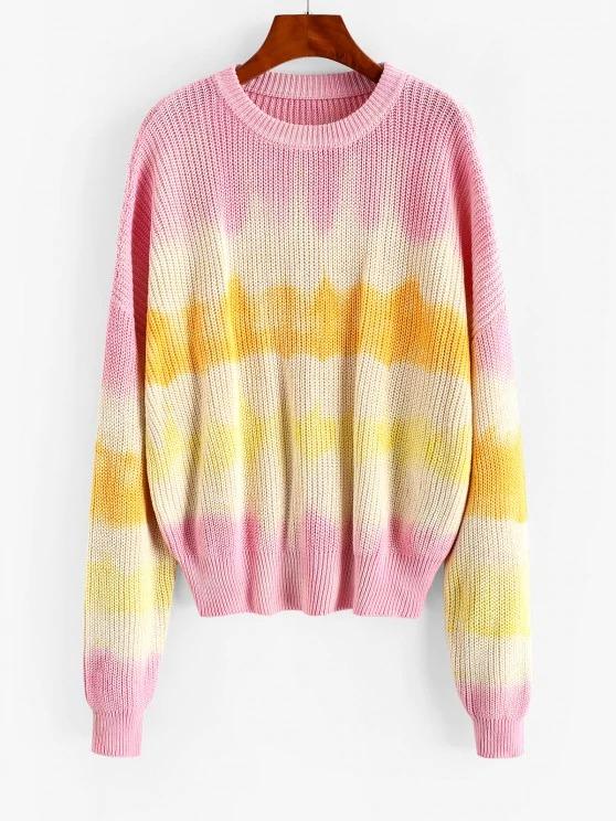 Crew Neck Tie Dye Oversized Sweater - INS | Online Fashion Free Shipping Clothing, Dresses, Tops, Shoes