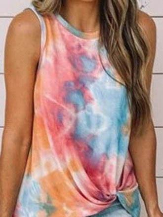 Crew Neck Tie-dye Twist Vest - Tank Tops - INS | Online Fashion Free Shipping Clothing, Dresses, Tops, Shoes - 04/06/2021 - Color_Blue - Color_Gray