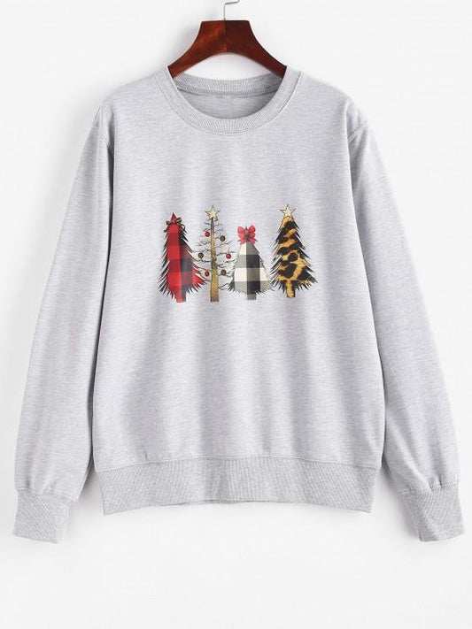 Crewneck Christmas Trees Sweatshirt - INS | Online Fashion Free Shipping Clothing, Dresses, Tops, Shoes