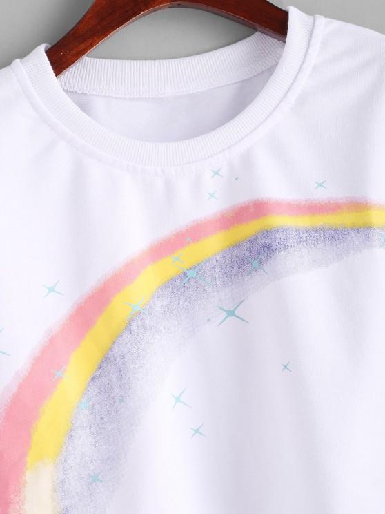 Cropped Rainbow Star Graphic Sweatshirt - INS | Online Fashion Free Shipping Clothing, Dresses, Tops, Shoes