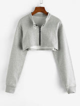 Cropped Zip Up Sweatshirt - INS | Online Fashion Free Shipping Clothing, Dresses, Tops, Shoes