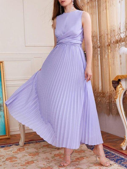 Cut Out Tie Back Pleated Hem Maxi Dress - Dresses - INS | Online Fashion Free Shipping Clothing, Dresses, Tops, Shoes - 01/27/2021 - chiffon-dress - Color_Purple