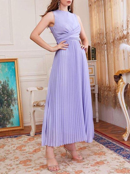 Cut Out Tie Back Pleated Hem Maxi Dress - Dresses - INS | Online Fashion Free Shipping Clothing, Dresses, Tops, Shoes - 01/27/2021 - chiffon-dress - Color_Purple