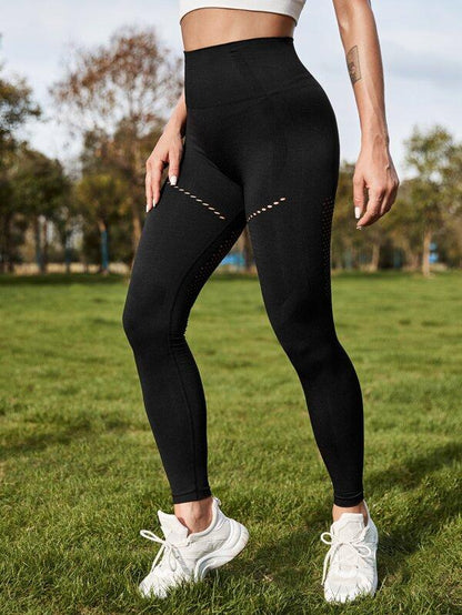Cut Out Wide Waistband Sports Leggings - INS | Online Fashion Free Shipping Clothing, Dresses, Tops, Shoes