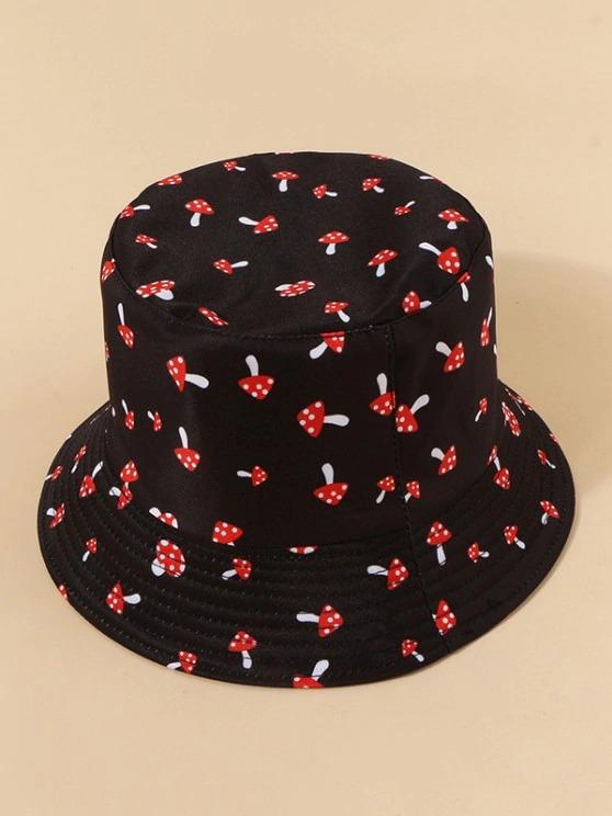 Cute Mushroom Print Convertible Bucket Hat - LuckyFash™