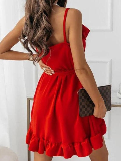 Deep V-Neck Sleeveless Lace-Up Suspender Dress - Mini Dresses - INS | Online Fashion Free Shipping Clothing, Dresses, Tops, Shoes - 15/07/2021 - 20-30 - Category_Mini Dresses