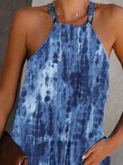 Denim Plain Sleeveless Halter Neck Tank - Tank Tops - INS | Online Fashion Free Shipping Clothing, Dresses, Tops, Shoes - 19/05/2021 - Color_Blue - Color_Geometric