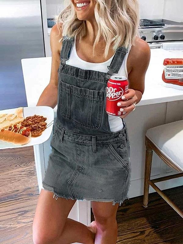 Denim Suspenders Slim Suspender Dress - Denim Dresses - INS | Online Fashion Free Shipping Clothing, Dresses, Tops, Shoes - 12/05/2021 - 120521 - Category_Denim Dresses