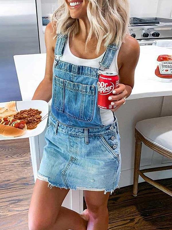 Denim Suspenders Slim Suspender Dress - Denim Dresses - INS | Online Fashion Free Shipping Clothing, Dresses, Tops, Shoes - 12/05/2021 - 120521 - Category_Denim Dresses