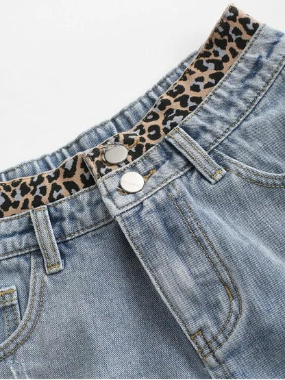 Distressed Frayed Hem Leopard Cutoff Shorts - INS | Online Fashion Free Shipping Clothing, Dresses, Tops, Shoes