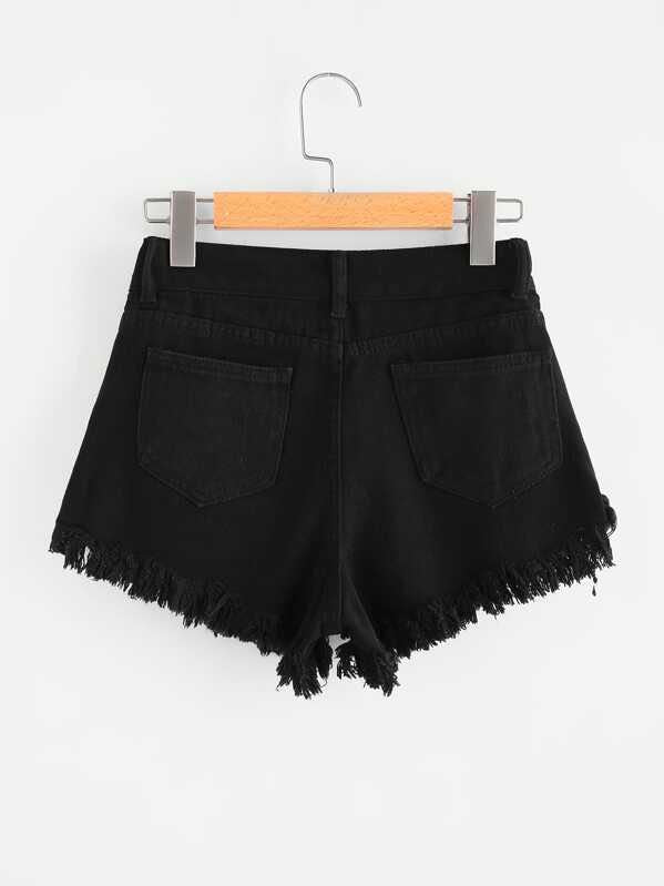 Distressed Frayed High-Rise Shorts - INS | Online Fashion Free Shipping Clothing, Dresses, Tops, Shoes