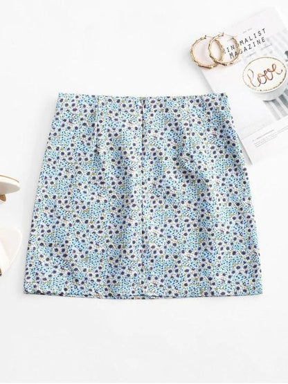 Ditsy Print A Line Skirt - INS | Online Fashion Free Shipping Clothing, Dresses, Tops, Shoes